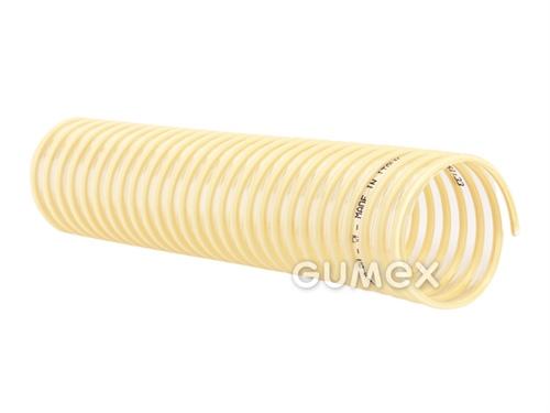 Vzduchotechnická hadice pro lehčí abraziva EOLO PU, 20mm, -0,25bar, PU (éterová báze), žlutá PVC spirála, -40°C/+80°C, transparentní